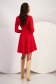Red Crepe Short A-line Dress with Square Neckline - StarShinerS 4 - StarShinerS.com