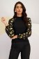 Women's Black Crepe Fitted Blouse with Long Puff Sleeves - StarShinerS 6 - StarShinerS.com