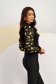 Women's Black Crepe Fitted Blouse with Long Puff Sleeves - StarShinerS 2 - StarShinerS.com
