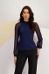 Navy Blue Crepe Fitted Women's Blouse with Long Puff Sleeves - StarShinerS 1 - StarShinerS.com