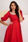 Red Crepe Knee-Length Flared Dress with Pearl Appliqués - StarShinerS 6 - StarShinerS.com