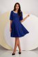 Blue Knee-Length Crepe Dress in A-Line with Pearl Appliques - StarShinerS 3 - StarShinerS.com