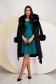 Green Knee-Length Crepe Dress in A-Line with Pearl Embellishments - StarShinerS 5 - StarShinerS.com