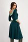 Dark green punto midi dress in cloche with collar and digitally printed cuffs - StarShinerS 2 - StarShinerS.com