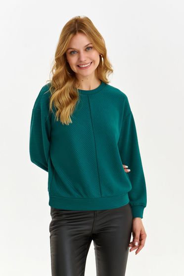 Bluza dama din material gros elastic verde cu croi larg - Top Secret