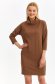 Rochie din tricot texturat maro cu un croi drept si guler inalt - Top Secret 2 - StarShinerS.ro