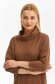 Rochie din tricot texturat maro cu un croi drept si guler inalt - Top Secret 4 - StarShinerS.ro