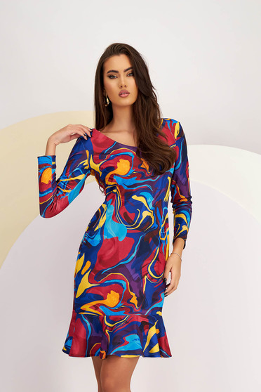 Pencil-type scuba dress with ruffle at the base of the dress - StarShinerS