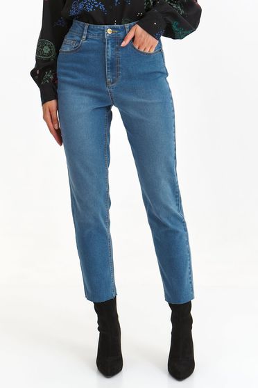 Blue jeans conical high waisted lateral pockets