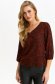 Burgundy women`s blouse thin fabric loose fit with v-neckline 1 - StarShinerS.com