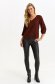 Burgundy women`s blouse thin fabric loose fit with v-neckline 3 - StarShinerS.com
