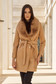 Palton din lana nude cambrat cu guler detasabil din blana ecologica - SunShine 6 - StarShinerS.ro