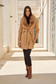 Palton din lana nude cambrat cu guler detasabil din blana ecologica - SunShine 4 - StarShinerS.ro