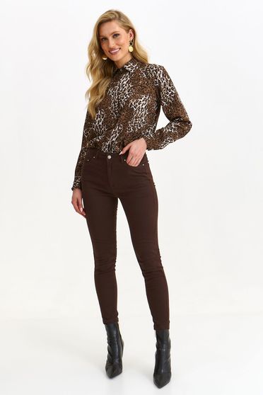 Trousers, Brown trousers denim conical high waisted - StarShinerS.com