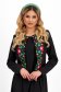 Black stretch fabric blazer with a straight cut and unique floral print - StarShinerS 1 - StarShinerS.com