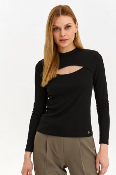 Black sweater knitted tented cut-out bust design