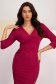Raspberry Crepe Knee-Length Pencil Dress with Crossover Neckline - StarShinerS 6 - StarShinerS.com