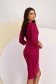 Raspberry Crepe Knee-Length Pencil Dress with Crossover Neckline - StarShinerS 2 - StarShinerS.com