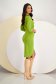 Olive Green Crepe Knee-Length Pencil Dress with Crossover Neckline - StarShinerS 4 - StarShinerS.com