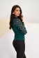 Women's Dark Green Crepe Fitted Blouse with Long Puff Sleeves - StarShinerS 2 - StarShinerS.com