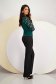 Women's Dark Green Crepe Fitted Blouse with Long Puff Sleeves - StarShinerS 4 - StarShinerS.com