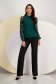 Women's Dark Green Crepe Fitted Blouse with Long Puff Sleeves - StarShinerS 3 - StarShinerS.com