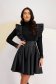 Black Faux Leather Suspender Skirt in Short Flared Design - StarShinerS 1 - StarShinerS.com