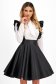 Black Faux Leather Suspender Skirt in Short Flared Design - StarShinerS 1 - StarShinerS.com