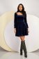 Navy Blue Velvet Short A-line Dress with Square Neckline - StarShinerS 4 - StarShinerS.com