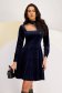 Navy Blue Velvet Short A-line Dress with Square Neckline - StarShinerS 1 - StarShinerS.com