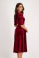 Velvet Burgundy A-Line Dress with Puffed Shoulders and Pearl Embellishments on Drawstring - StarShinerS 2 - StarShinerS.com