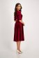 Velvet Burgundy A-Line Dress with Puffed Shoulders and Pearl Embellishments on Drawstring - StarShinerS 4 - StarShinerS.com