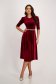 Velvet Burgundy A-Line Dress with Puffed Shoulders and Pearl Embellishments on Drawstring - StarShinerS 5 - StarShinerS.com