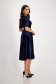 Navy Blue Velvet Dress with Flared Skirt, Puff Shoulders, and Pearl Embellishments on the Tie - StarShinerS 4 - StarShinerS.com