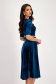 Petrol Blue Velvet Dress in A-line with Puff Shoulders and Pearl Appliqués on the Drawstring - StarShinerS 2 - StarShinerS.com