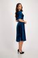 Petrol Blue Velvet Dress in A-line with Puff Shoulders and Pearl Appliqués on the Drawstring - StarShinerS 4 - StarShinerS.com