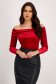 Red velvet women's blouse with a fitted cut and bare shoulders - StarShinerS 6 - StarShinerS.com