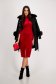 Velvet Red Pencil Dress with High Collar and Front Slit - StarShinerS 3 - StarShinerS.com