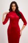 Velvet Red Pencil Dress with High Collar and Front Slit - StarShinerS 6 - StarShinerS.com