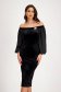 Velvet Black Pencil Dress with Bare Shoulders and Puff Sleeve Tulle - StarShinerS 6 - StarShinerS.com