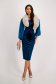 Petrol Blue Velvet Pencil Dress with Bare Shoulders and Puff Sleeves in Veil - StarShinerS 3 - StarShinerS.com