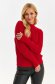 Red sweater knitted loose fit high collar 1 - StarShinerS.com