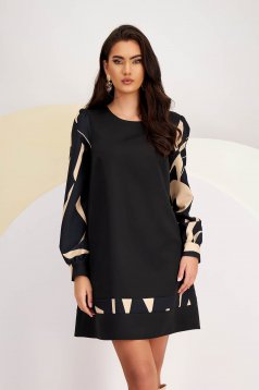 Elastic Fabric Dress with A-Line Cut and Digital Abstract Print - StarShinerS
