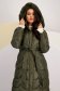 Long khaki down jacket with detachable hood and faux fur insert - SunShine 6 - StarShinerS.com
