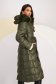 Long khaki down jacket with detachable hood and faux fur insert - SunShine 3 - StarShinerS.com