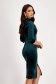 Velvet Green Pencil Dress with High Collar and Front Slit - StarShinerS 2 - StarShinerS.com