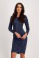 Navy Blue Faux Leather Pencil Dress with Round Neckline - StarShinerS 1 - StarShinerS.com