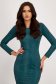 Dark Green Faux Leather Pencil Dress with Round Neckline - StarShinerS 6 - StarShinerS.com