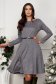 Grey knee-length flared jersey dress with elastic waistband and belt accessory 1 - StarShinerS.com