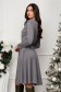 Grey knee-length flared jersey dress with elastic waistband and belt accessory 2 - StarShinerS.com